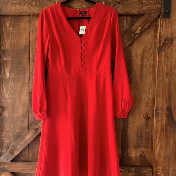 strapless open back dress Ann Taylor Twist Matte Jersey Flare Dress Size Xs Fiery Red Women's